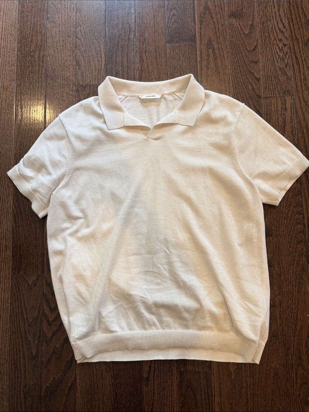 Everlane Light Cream Knit Polo Top